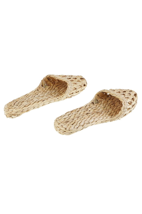 Vintage Unisex Handmade Straw Rattan Woven Slipper Shoes Sandal Shoes Casual Flat Shoes - , Size 41