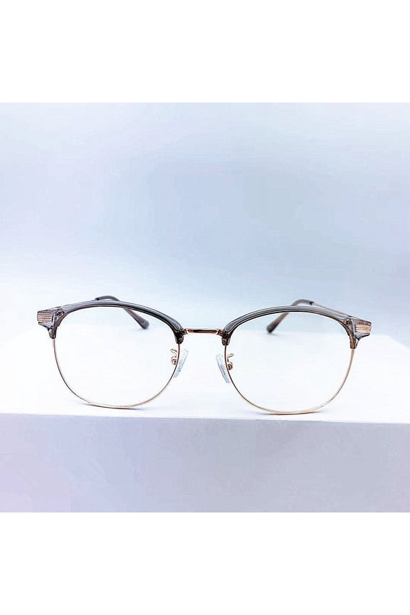Vintage Unisex Metal Full Frame Anti-Blue Light Eyebrow Glasses for Small Faces, Flat Mirror Style