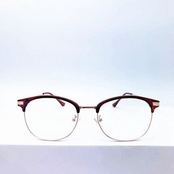 Vintage Unisex Metal Full Frame Anti-Blue Light Eyebrow Glasses for Small Faces, Flat Mirror Style