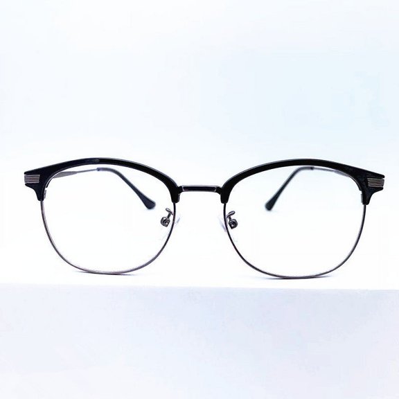 Vintage Unisex Metal Full Frame Anti-Blue Light Eyebrow Glasses for Small Faces, Flat Mirror Style