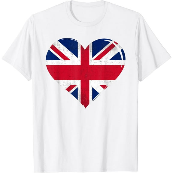 Vintage United Kingdom Flag Heart For England T-Shirt