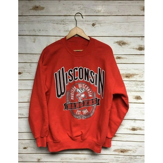 Vintage University of Wisconsin Sweatshirt, Wisconsin Badgers Shirt, Red Color