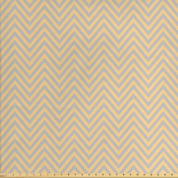 Ambesonne Geometric Fabric by the Yard Upholstery, Zig Zag Chevron Retro, 2 Yards, Orange Cadet Blue