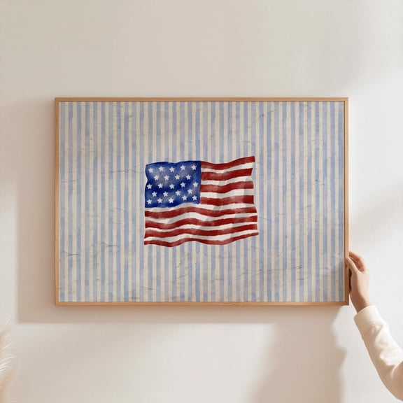 Vintage Us Flag Art, Vintage Flag Stamp Poster, United States Flag, American Flag Wall Art, Fourth Of July Art, Wall Art Home Decor, 16x24 UNFRAMED