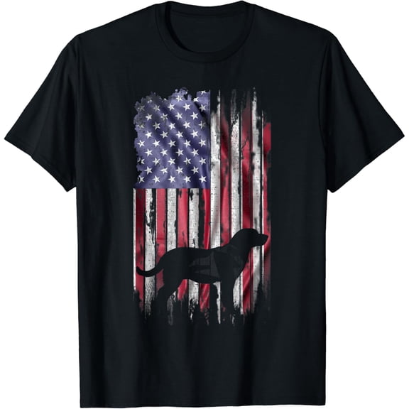 Vintage Usa Flag Love Labrador Retriever Dog Lab Silhouette T-Shirt