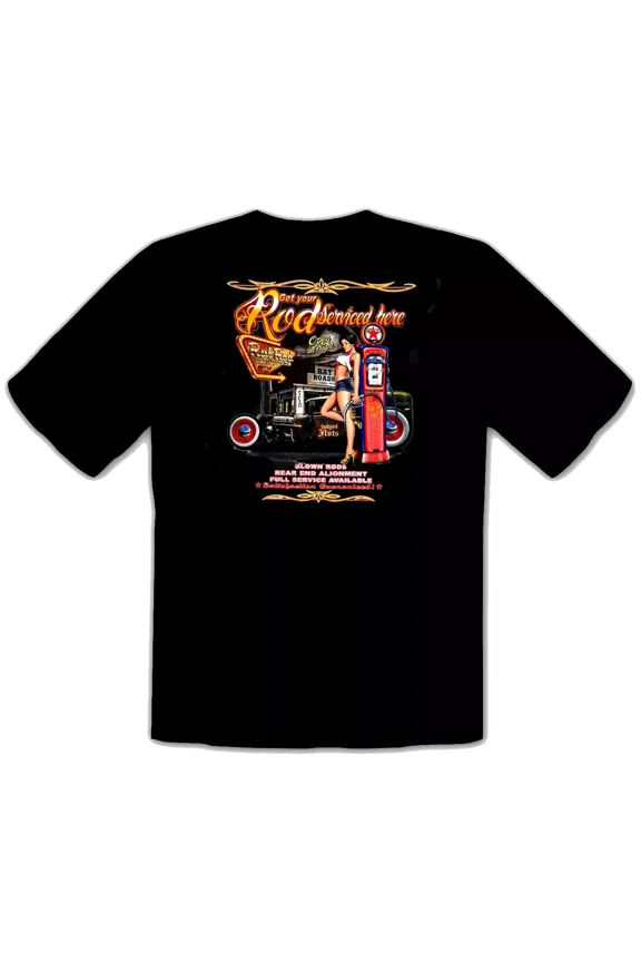 Vintage V8 Hot Rod Rockabilly Car Vintage 50s Garage Car Black T-Shirt -426