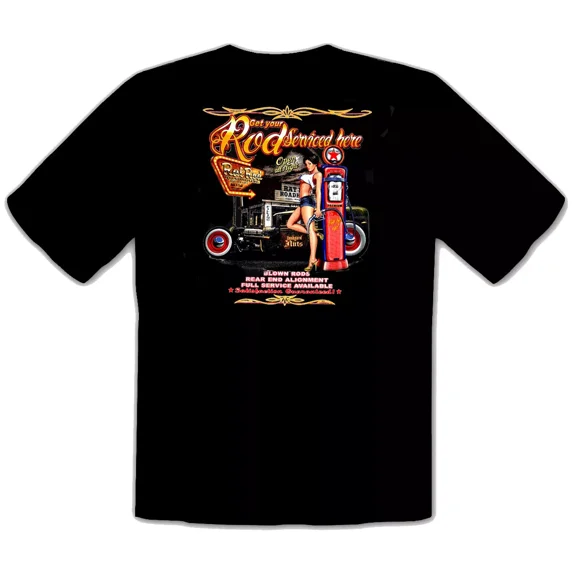 Vintage V8 Hot Rod Rockabilly Car Vintage 50s Garage Car Black T-Shirt -426
