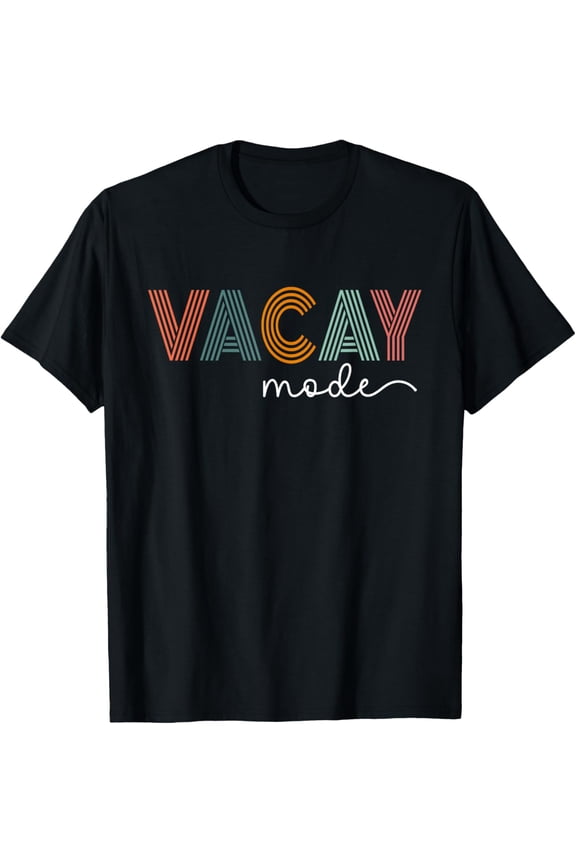 Vintage Vacay Mode For Camping Family Vacations in 2023 T-ShirtMen and women, Black T-shirt, size: Extra large