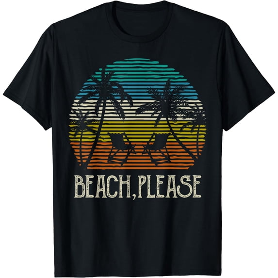 Vintage Vacay Summer Vacation Vibes Beach Please Palms Shirt T-Shirt Black X-Large