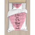 thumbnail image 1 of Vintage Valentine Duvet Cover Set Twin Size, Lettering of I Love You to the Moon and Back on Grunge Heart, Decorative 2 Piece Bedding Set with 1 Pillow Sham, Pale Pink Charcoal Grey, by Ambesonne, 1 of 3
