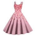 thumbnail image 1 of Vintage Valentine Heart Print Party Dresses For Women Round Neck A-Line Sleeveless Midi Dress Pink XL, 1 of 5