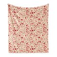 thumbnail image 1 of Vintage Valentine Soft Flannel Fleece Throw Blanket, Romantic Beauty Repetitive Pattern with Irregular Hearts, Cozy Plush for Indoor and Outdoor Use, 70" x 90", Cream and Vermilion, by Ambesonne, 1 of 5