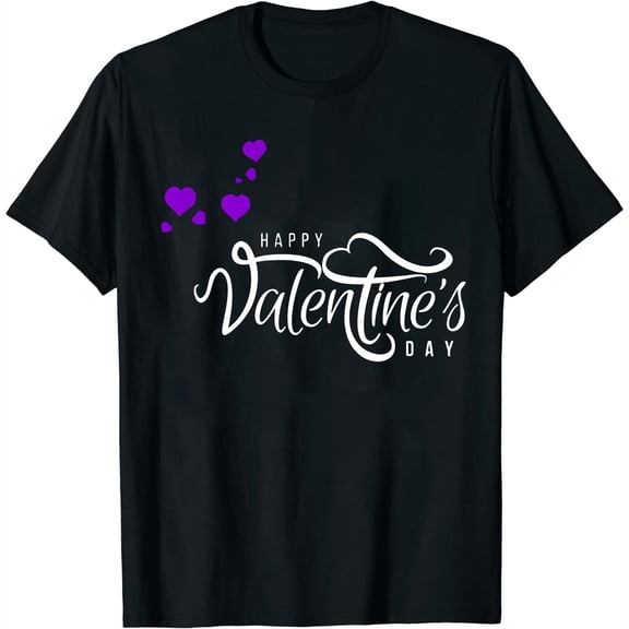 Vintage Valentine's Day Graphic T-Shirt for Women, Short Sleeve Black Top