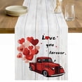 thumbnail image 1 of Vintage Valentine's Day Table Runner 90 Inches Long Farmhouse Dress Scarves, Red Love Heart Truck Wooden Dining Tablerunner for Coffee Table/Kitchen Island/Party Décor, 13" x 90", 1 of 8