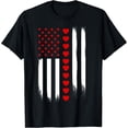 thumbnail image 1 of Vintage Valentines Day American Flag Hearts Mens T-Shirt, Valentine Gift for Men, 180gsm, 100% Cotton, 1 of 6
