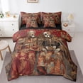 thumbnail image 1 of Vintage Valentines Day Bedding Set Queen Size,Exotic Skull Wedding Comforter Set,Gothic Crown Couple (Comforter+Fitted+Flat Sheet+2 Pillowcases+2 Throw Pillow Covers) 7 Pieces Red Bed Set, 1 of 5