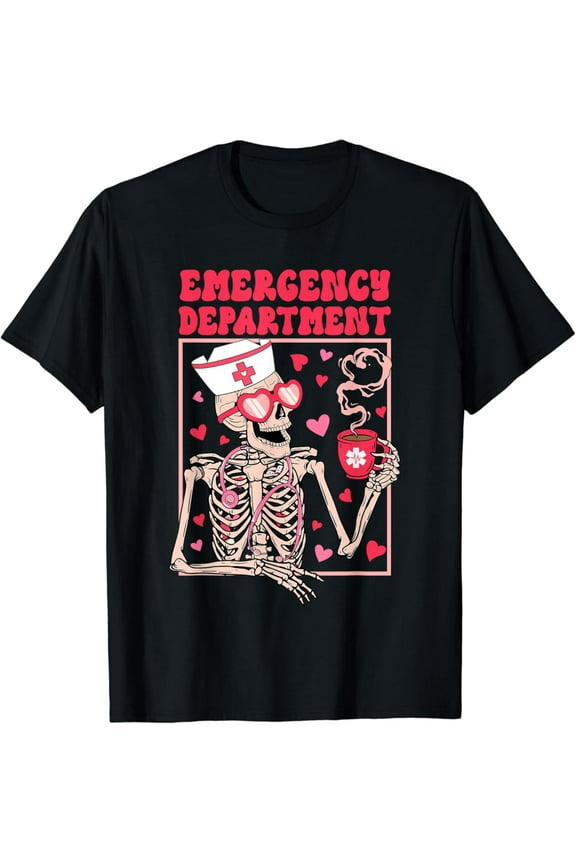 Vintage Valentines Day Emergency Department Er Ed Nurse Tech Nursing T-Shirt Size S-5Xl Best Birthday Gifts