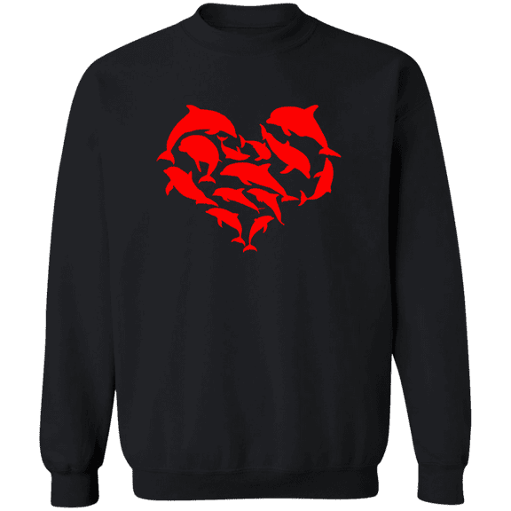 Vintage Valentines Day Shirt Dophin Valentine Heart For Animal Lovers Crewneck Pullover Sweatshirt