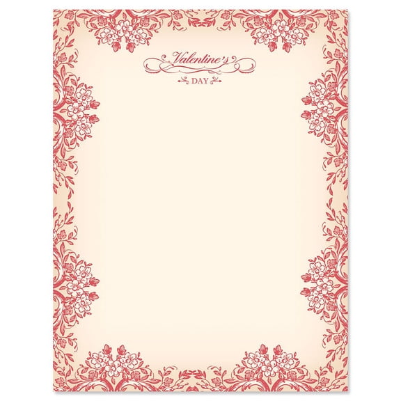 Vintage Valentines Letter Papers - Set of 25 Valentine'stationery papers are 8 1/2" x 11", compatible computer paper, great for Weddings Announcements, Anniversary Invitations, Valentine's Day Party