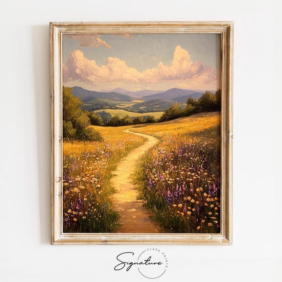 Vintage Valley Landscape, Peaceful Nature Scene, Rustic Cottage Decor, Vintage Wall Art, Tranquil Valley 3893 Unframed Paper Print