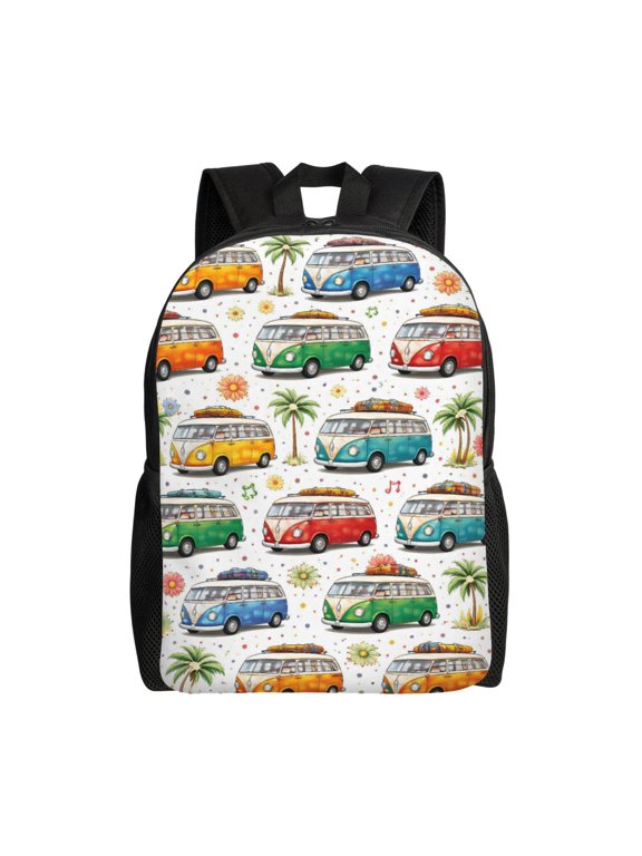 Vintage Van Backpack Full Front Print Travel Laptop Bag for Men and Women