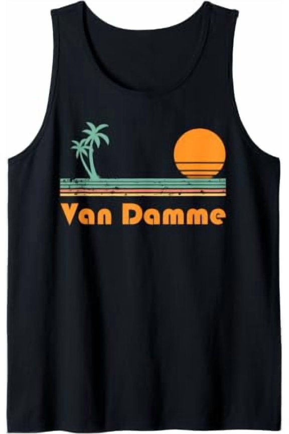 Vintage Van Damme Beach Sunset Tank Top Size S-3XL