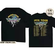 Van Halen World Tour '78 Homme T-Shirt Manches Courtes Noir - 100% Coton