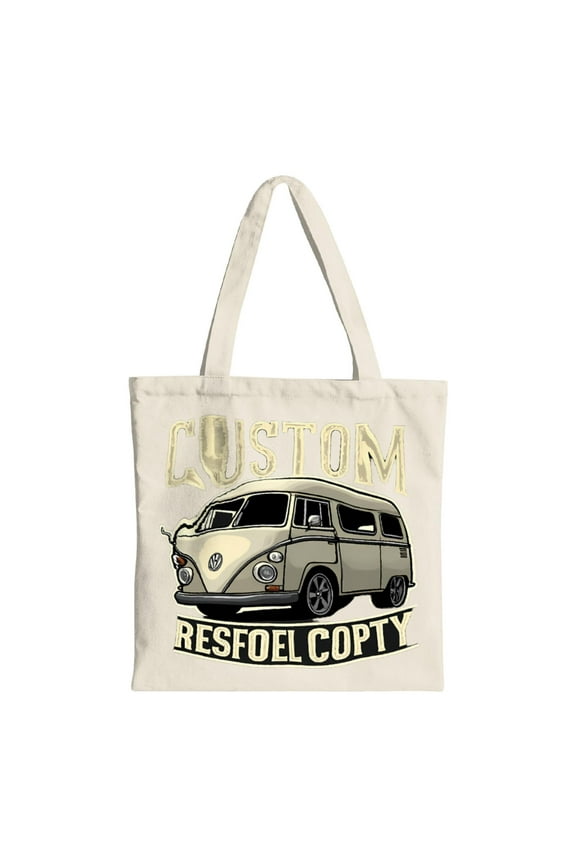 Tote Bag - Custom Graphic Design Beige Canvas Reusable Shopping Bag for Parties Travel & Everyday Use