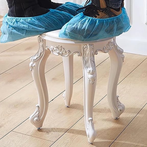 Vintage Vanity Stool Vanity Chair,Round & Rectangular Makeup Stool,Cute Ottomans Bench Seat Bathroom Vanity Stool,Victorian Style,Sitting Height 17 Inch(Round, Golden Velvet)