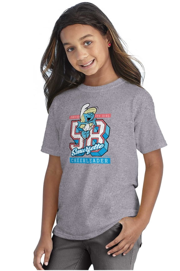 Vintage Varsity Cheerleader Smurfette Girls Kids T Shirt Tees Teen Brisco Brands X