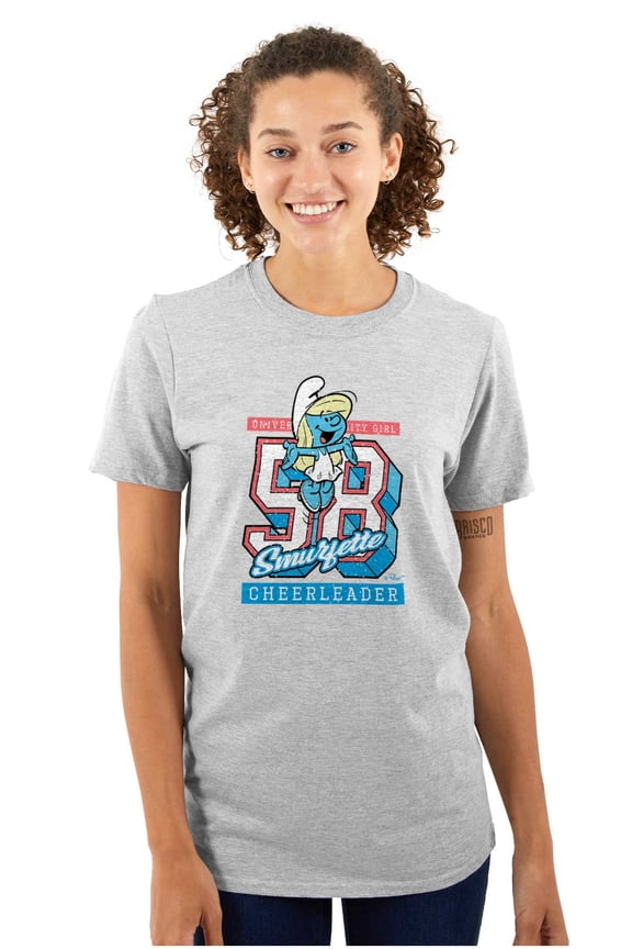 Vintage Varsity Cheerleader Smurfette Women Plus Size Graphic Tee Tees Brisco Brands 3X