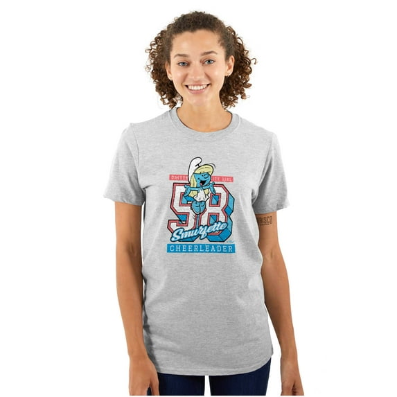 Vintage Varsity Cheerleader Smurfette Women's Graphic T Shirt Tees Brisco Brands L