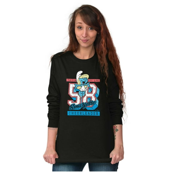 Vintage Varsity Cheerleader Smurfette Women's Long Sleeve T Shirt Brisco Brands M