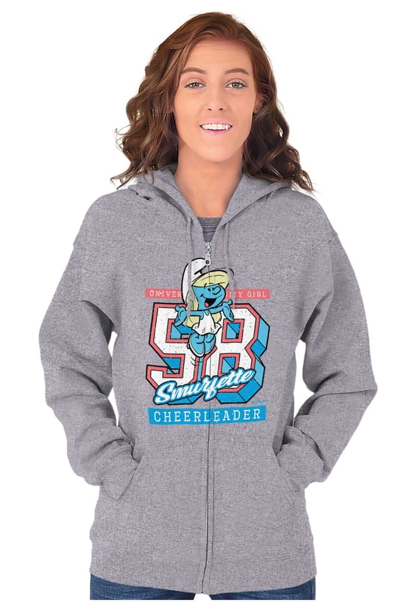 Vintage Varsity Cheerleader Smurfette Zip Hoodie Sweatshirt Women Brisco Brands X