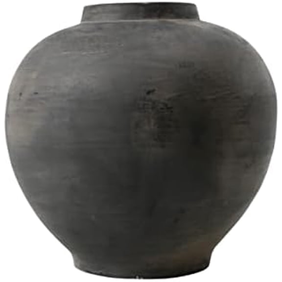 Vintage Vase  10" Small Rustic Pottery Vase for Decor, Handmade Gray Apple-Shaped Terracotta Jar$$Garden & Patio