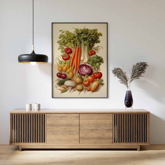 Vintage Vegetable Poster For Rustic Kitchen And Food Home Decor
