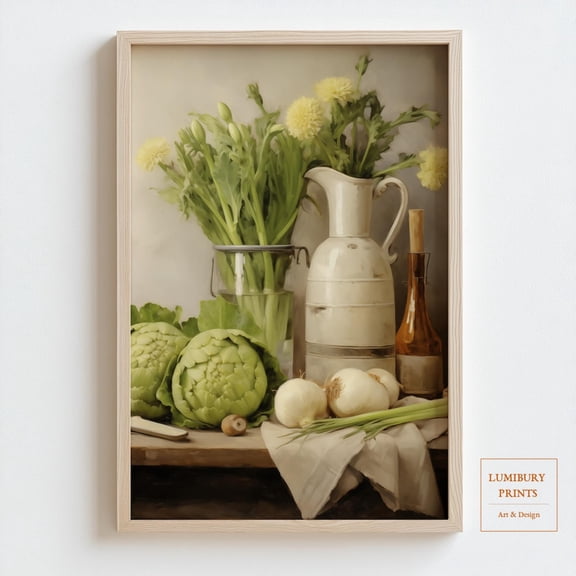 Vintage Vegetable Print, Rustic Kitchen Wall Art, Botanical, Dining Decor, Cottagecore Wall Print, UNFRAMED Poster, Wall Art for Decor, Present, 8x12