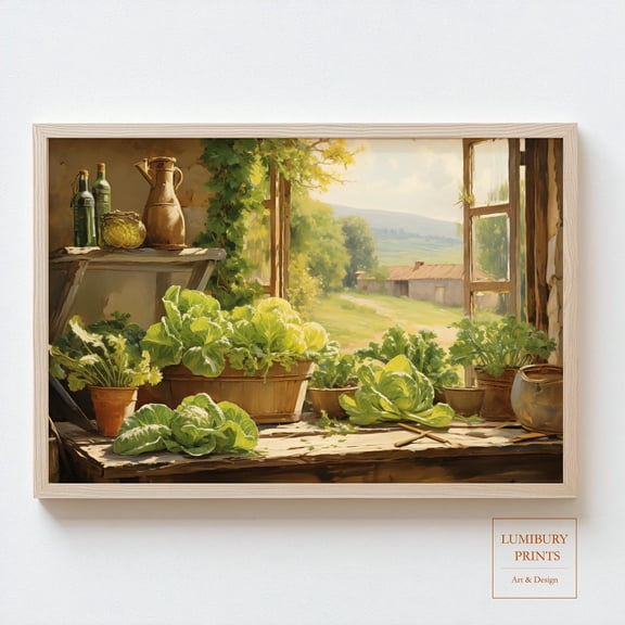 Vintage Vegetable Print, Rustic Kitchen Wall Art, Countryside Wall Art Print, Farmhouse Kitchen Decor, Cabbage Wall Print, Home Decor UNFRAMED Poster, Wall Art for Decor, Present, 16x24