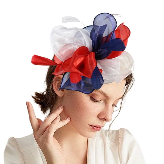 Vintage Veil Fascinator Hair Clip Headband for Women, Tea Party Wedding Guest Hair Accessory, Retro Cocktail Bridal Shower Hairpiece, 1pc - Dark Blue