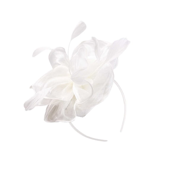Vintage Veil Fascinator Hair Clip Headband for Women, Tea Party Wedding Guest Hair Accessory, Retro Cocktail Bridal Shower Hairpiece, 1pc - White