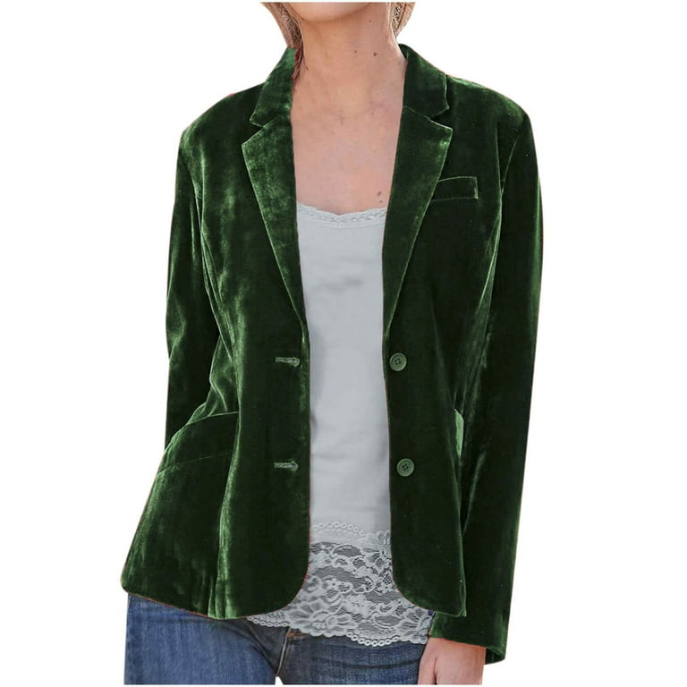 Vintage Velvet Coat for Women Casual Lapel Long Sleeve Solid Color Jacket Open Front Cardigan Slim Blazer Ladies Tops Walmart