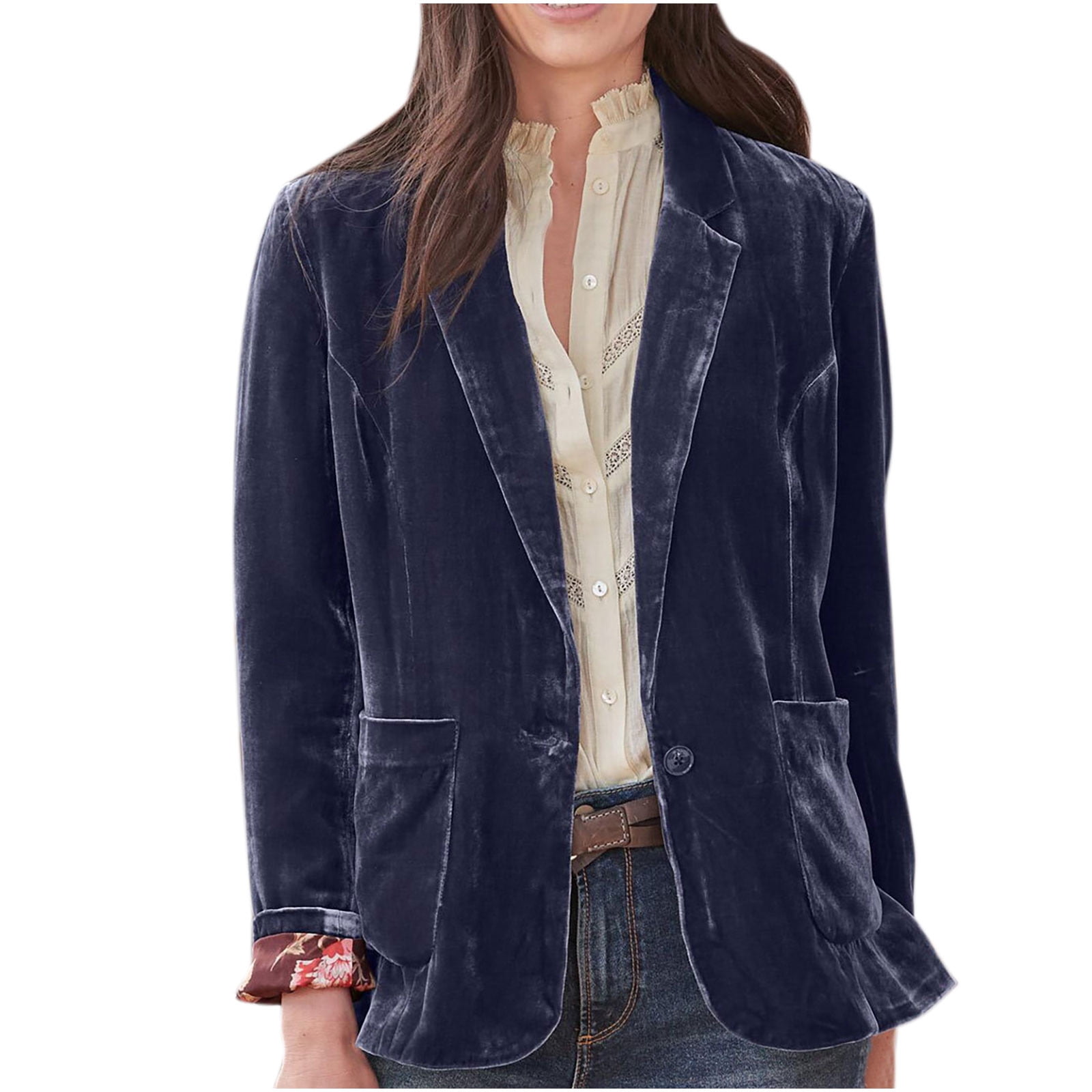 Navy velvet coat ladies online