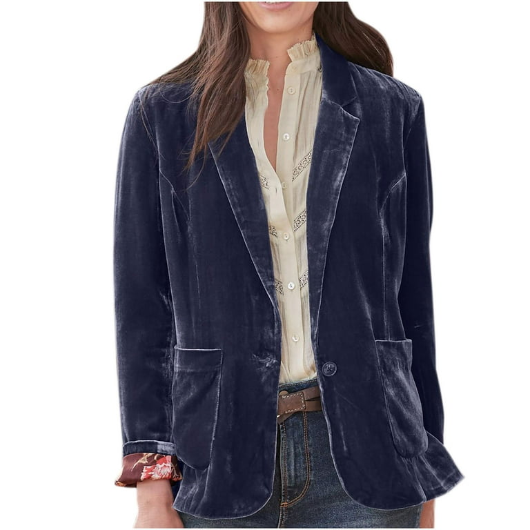 Lapel velvet 2025 long sleeve leather