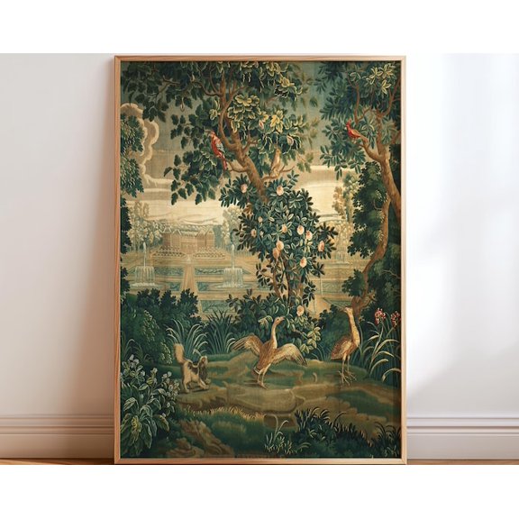 Vintage Verdure Garden Landscape Wall Art Print, Unframed Paper Poster 8x10in