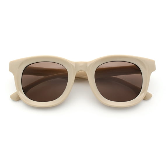 Vintage Vibe Thick Horn Rim Hipster Fashion Plastic Rectangle Sunglasses Ivory - Brown