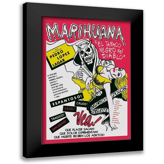 Vintage Vices 13x18 Black Modern Framed Museum Art Print Titled - Vintage Vices: Marihuana Story - Spanish