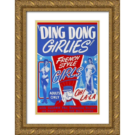 Vintage Vices 17x24 Gold Ornate Wood Framed with Double Matting Museum Art Print Titled - Vintage Vices: Ding Dong Girlies