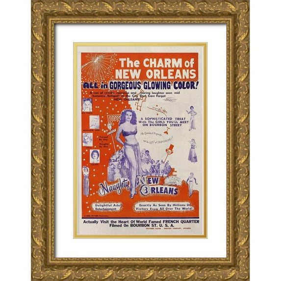 Vintage Vices 23x32 Gold Ornate Wood Framed with Double Matting Museum Art Print Titled - Vintage Vices: Charm of New Orleans
