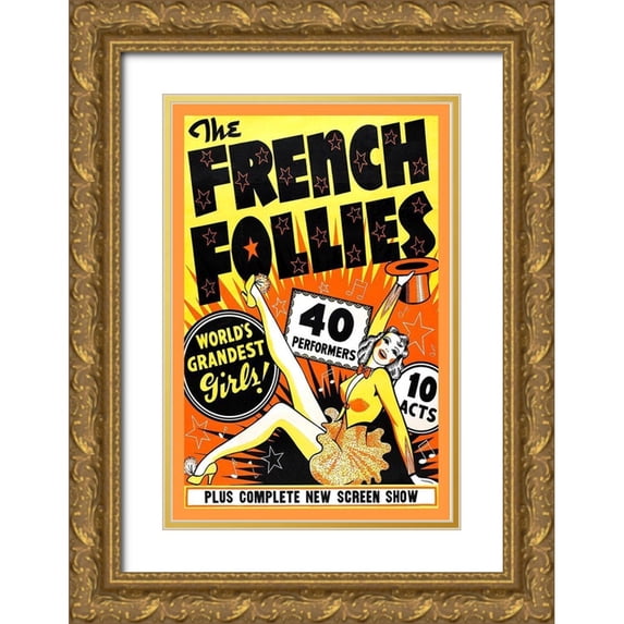 Vintage Vices 23x32 Gold Ornate Wood Framed with Double Matting Museum Art Print Titled - Vintage Vices: French Follies