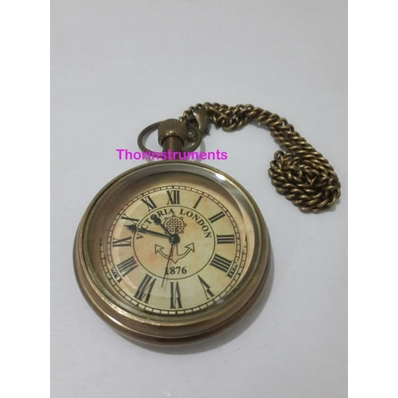 Vintage Victoria London 1876 Brass Pocket Chain Watch Collectible Watch